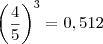 \left( \frac{4}{5} \right)^3 = 0,512