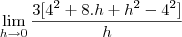 \lim_{h\to0}\frac{3[4^2+8.h+h^2-4^2]}{h}