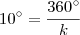 10^\circ = \frac{360^\circ}{k}