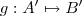 g : A' \mapsto B'