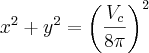 {x}^{2}+{y}^{2}={\left(\frac{{V}_{c}}{8\pi} \right)}^{2}