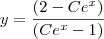 y = \frac{(2 - Ce^x)}{(Ce^x - 1)}