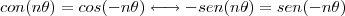 con(n\theta) = cos(-n\theta)   \longleftrightarrow -sen(n\theta) = sen(-n\theta)