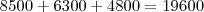 8500+6300+4800=19600 8500+6300+4800=19600