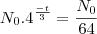 N_0 . 4^{\frac{-t}{3}} = \frac{N_0}{64} N_0 . 4^{\frac{-t}{3}} = \frac{N_0}{64}
