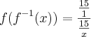 f({f}^{-1}(x))=\frac{\frac{15}{1}}{\frac{15}{x}}