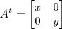 A^t = \begin{bmatrix} x & 0 \\ 0 & y \end{bmatrix}