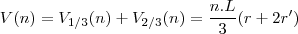 V(n) = V_{1/3} (n) + V_{2/3} (n) = \frac{n.L}{3}(r+2r')