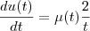 \frac{du(t)}{dt}=\mu(t)\frac{2}{t}