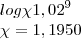 log \chi{1,02}^{9}
\chi=1,1950 log \chi{1,02}^{9}
\chi=1,1950