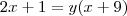 2x+1 = y(x+9)