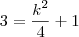 3 = \frac{k^2}{4} + 1