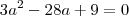 3a^2-28a+9=0 3a^2-28a+9=0