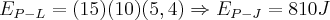 E_{P-L}=(15)(10)(5,4)\Rightarrow E_{P-J}=810J E_{P-L}=(15)(10)(5,4)\Rightarrow E_{P-J}=810J