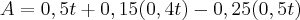 A= 0,5t + 0,15(0,4t) - 0,25(0,5t)