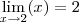 \lim_{x \rightarrow 2}(x)=2 \lim_{x \rightarrow 2}(x)=2