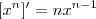 [x^n]' = nx^{n-1}