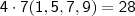 \mathsf{4 \cdot 7 (1, 5, 7, 9) = 28}