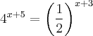 {4}^{x+5}=\left( {\frac{1}{2}} \right)^{x+3} {4}^{x+5}=\left( {\frac{1}{2}} \right)^{x+3}