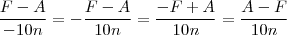 \frac{F-A}{-10n}=-\frac{F-A}{10n}=\frac{-F+A}{10n}=\frac{A-F}{10n} \frac{F-A}{-10n}=-\frac{F-A}{10n}=\frac{-F+A}{10n}=\frac{A-F}{10n}