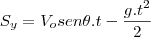 S_y=V_osen\theta.t-\frac{g.t^2}{2}