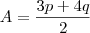 A = \frac{3p + 4q}{2}