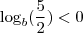 \log_b (\frac{5}{2}) < 0