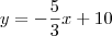 y = -\frac{5}{3}x + 10