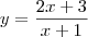 y=\frac{2x+3}{x+1}
