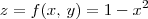 z = f(x,\,y) = 1 - x^2 z = f(x,\,y) = 1 - x^2