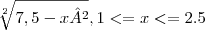 \sqrt[2]{7,5-x²}, 1<=x<=2.5