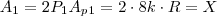 A_1 = 2P_1A_p_1 = 2 \cdot 8k \cdot R = X
