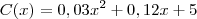 C(x)=0,03x^2+0,12x+5 C(x)=0,03x^2+0,12x+5