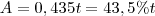 A= 0,435t = 43, 5\%t