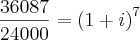 \frac{36087}{24000}={(1+i)}^{7}