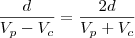 \frac{d}{V_p-V_c}=\frac{2d}{V_p+V_c}