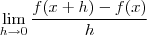 \lim_{h\to0}\frac{f(x+h)-f(x)}{h}