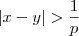 |x - y| > \frac{1}{p}