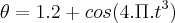 \theta= 1.2 + cos(4.\Pi.{t}^{3})