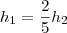 h_1=\frac{2}{5}h_2 h_1=\frac{2}{5}h_2