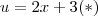 u = 2x + 3 (*)