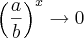 {\left(\frac{a}{b} \right)}^{x}\rightarrow0