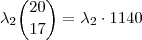\lambda_2 \binom{20}{17} = \lambda_2 \cdot 1140 \lambda_2 \binom{20}{17} = \lambda_2 \cdot 1140