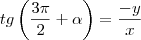 tg\left(\frac{3\pi}{2}+\alpha\right)&=&\frac{-y}{x}