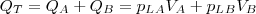 Q_T = Q_A + Q_B = p_L_A V_A + p_L_B V_B