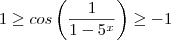 1  \geq  cos\left(\frac{1}{1-5^x} \right )  \geq  -1