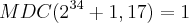 MDC({2}^{34}+1,17)=1