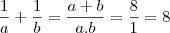 \frac{1}{a}+\frac{1}{b}=\frac{a+b}{a.b}=\frac{8}{1}=8