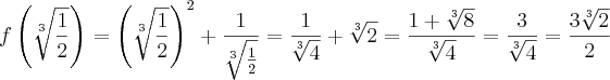 f\left( \sqrt[3]{\frac{1}{2}} \right)=\left( {\sqrt[3]{\frac{1}{2}}} \right)^{2}+\frac{1}{\sqrt[3]{\frac{1}{2}}}=\frac{1}{\sqrt[3]{4}}+\sqrt[3]{2}=\frac{1+\sqrt[3]{8}}{\sqrt[3]{4}}=\frac{3}{\sqrt[3]{4}}=\frac{3\sqrt[3]{2}}{2}