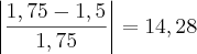 \left|\frac{1,75-1,5}{1,75} \right|=14,28 \left|\frac{1,75-1,5}{1,75} \right|=14,28